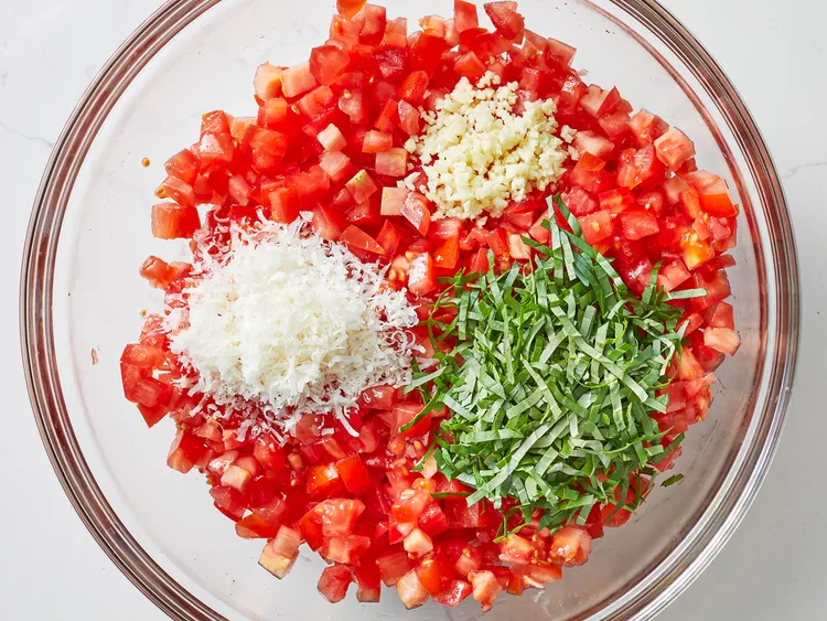 Add chopped fresh basil, a pinch of salt, and a drizzle of good-quality balsamic vinegar