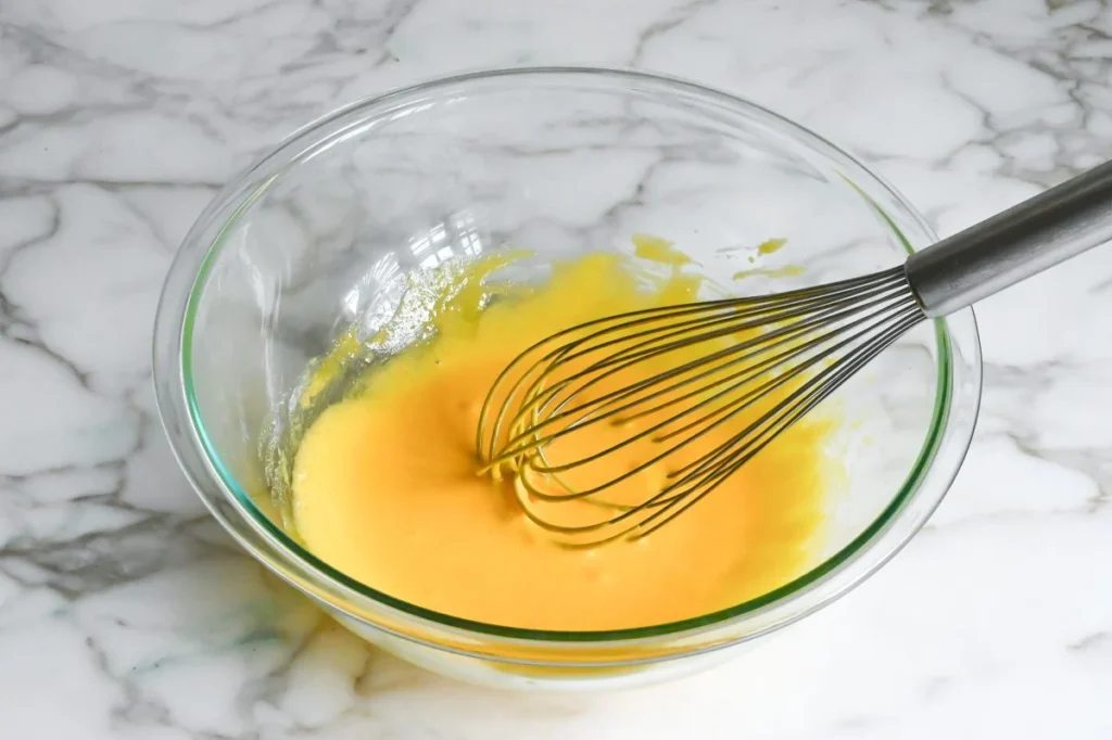 In a bowl, whisk egg yolks, sugar, and salt until smooth