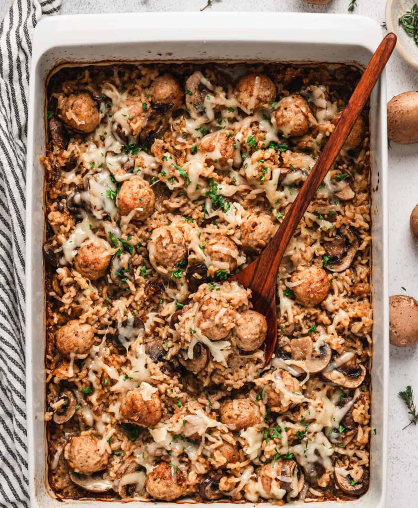 French Onion Meatballs and Rice Recipe