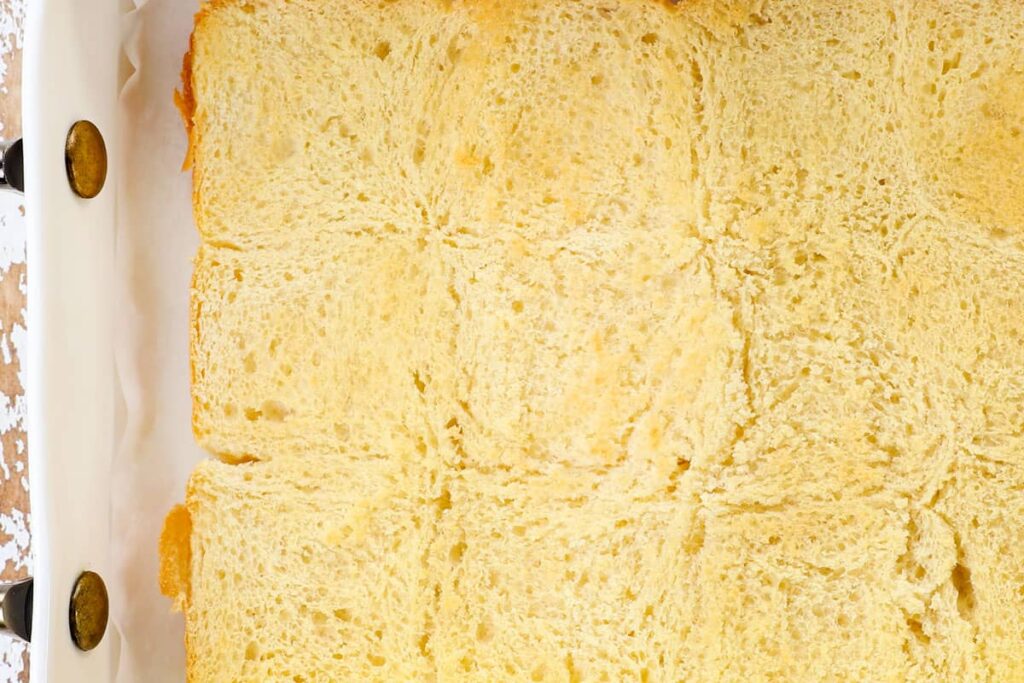 Place the bottom slab in the prepared pan