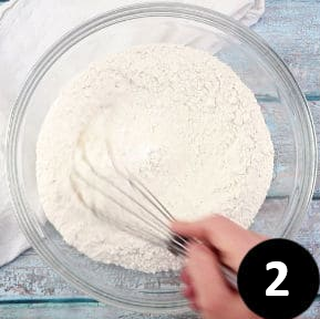 Stir the flour and baking powder together