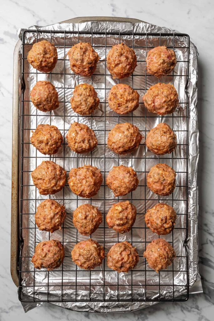 Bake for 16–18 minutes, or until the meatballs are fully cooked through