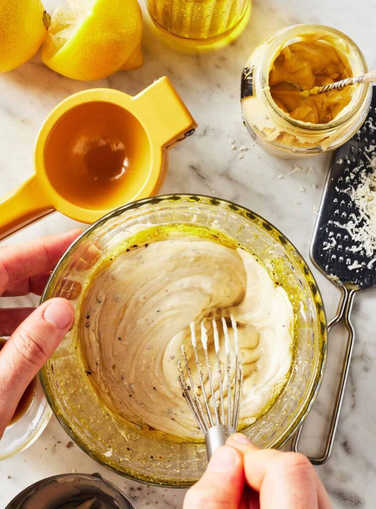 If the dressing feels too thick, add a little water, one teaspoon at a time, until it reaches your preferred consistency