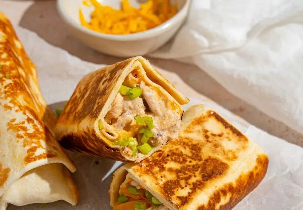 The Best Cheesy Garlic Chicken Wraps