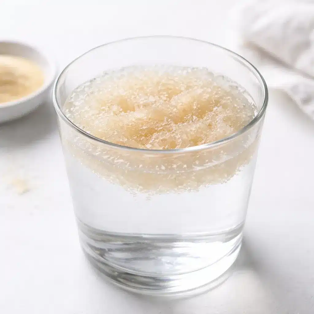 Add the gelatin to 2 tablespoons of cool water or cool juice. Stir and let it sit for about 5 minutes until thickened. This is called blooming, and it helps prevent lumps