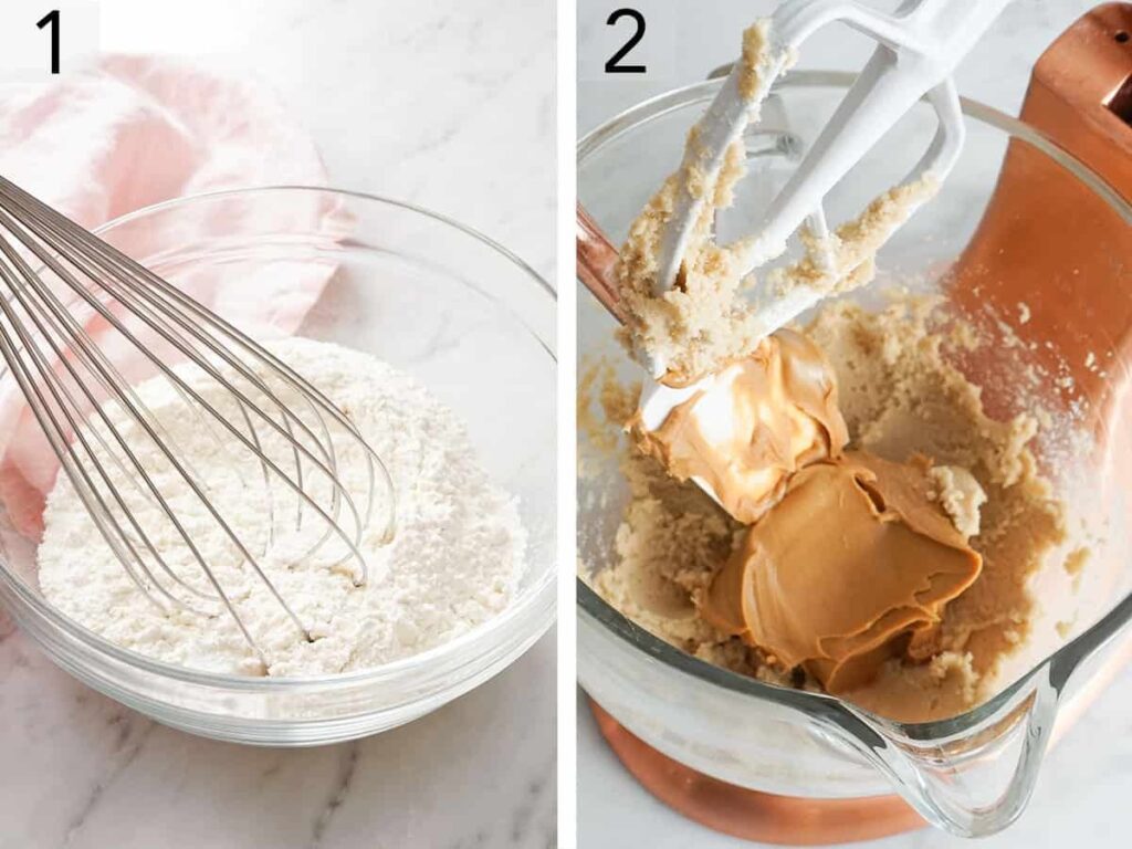 Sift together the flour and baking powder, then whisk to combine.