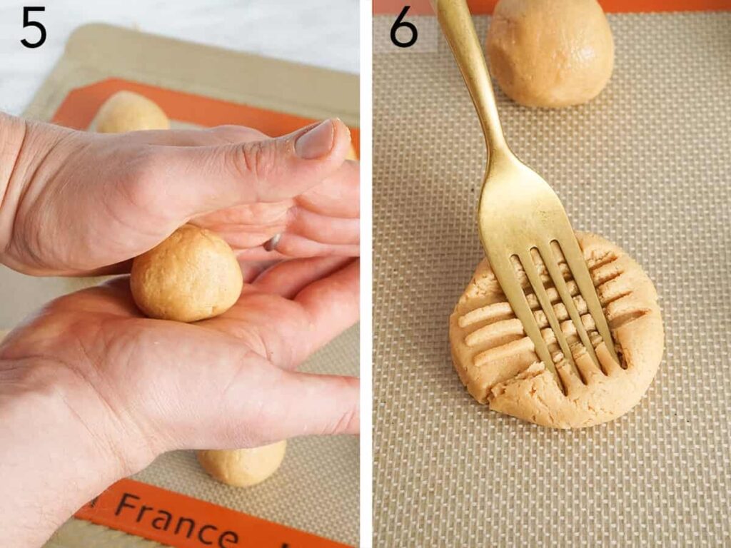 Flatten each cookie gently with a fork in a criss-cross pattern.