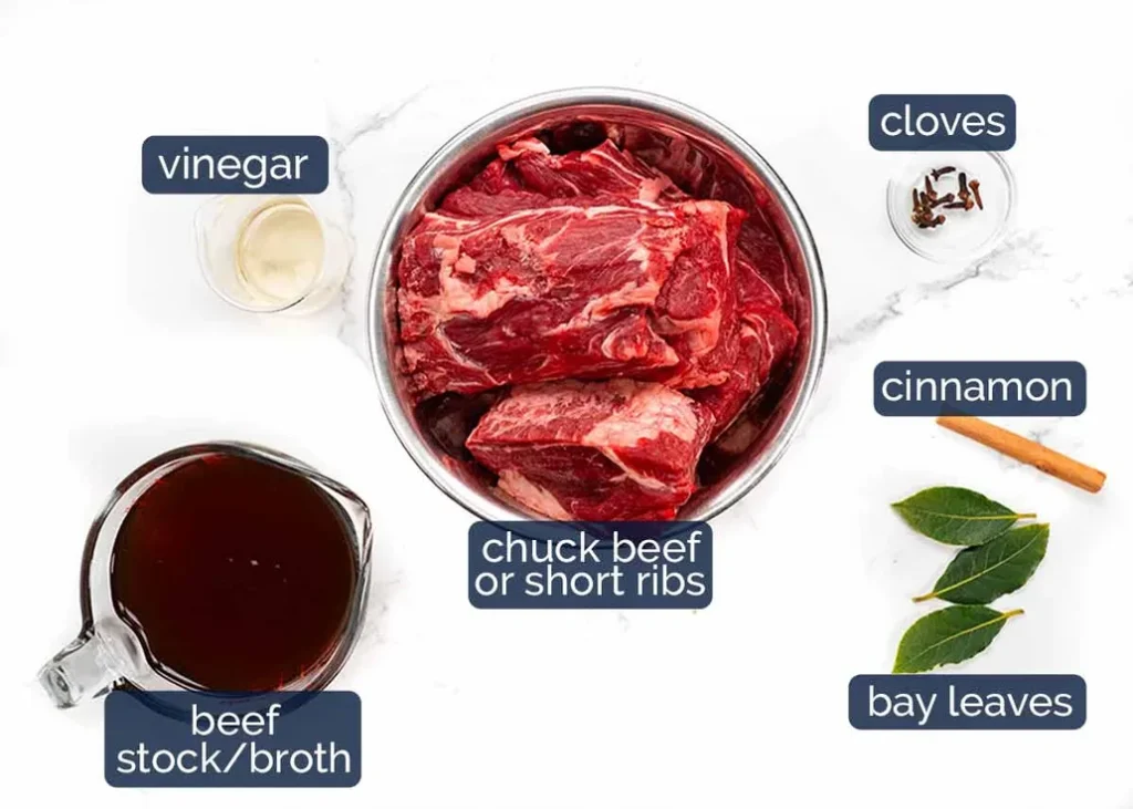 beef for birria + braising liquid