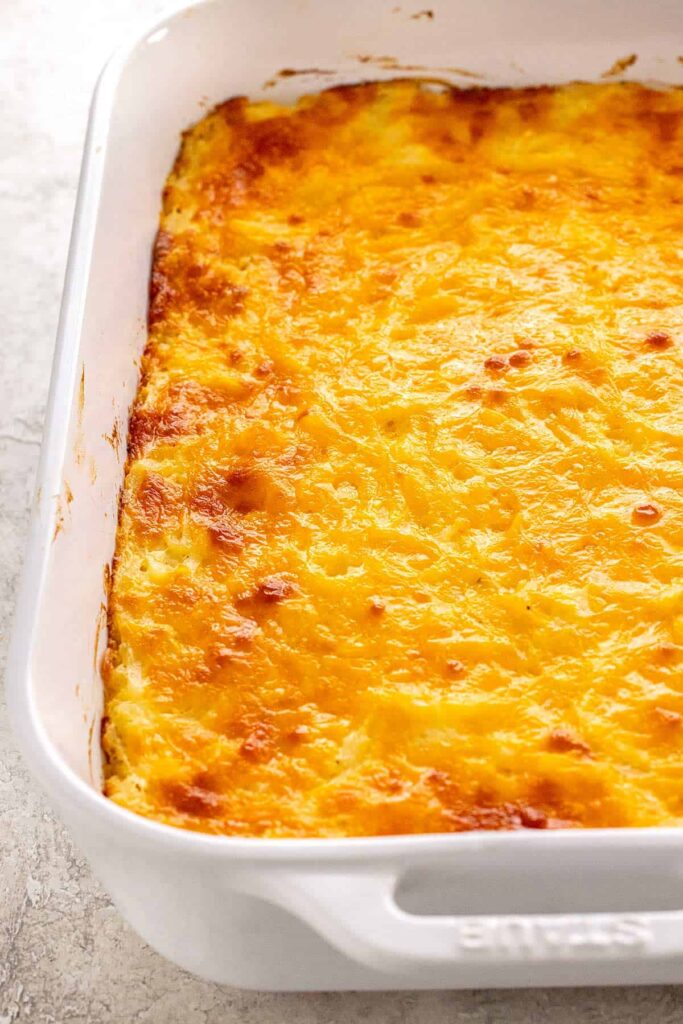 Bake until the casserole is heated through and the top is lightly browned with bubbling edges