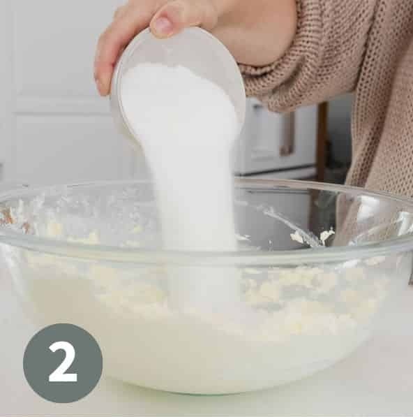 In a large bowl, beat the butter on medium-high speed for about 1 minute until smooth.