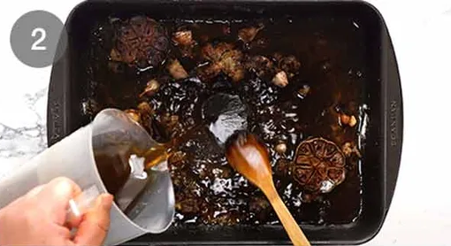 Pour in the broth gradually, stirring to combine and dissolve the drippings