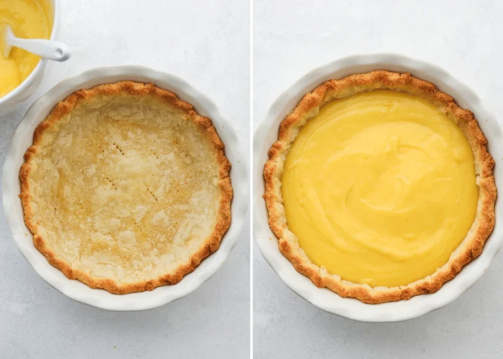 Pour the filling into the prepared crust and chill until fully set