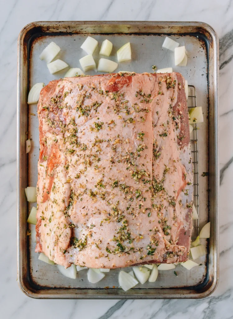 Rub this mixture evenly over the entire surface of the roast