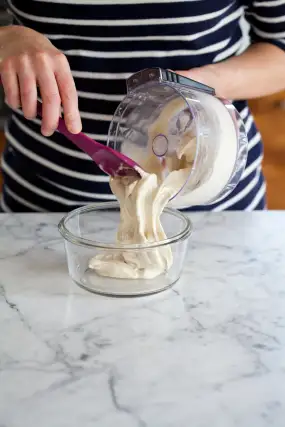 You can eat the banana ice cream immediately, or transfer it to an airtight container and freeze it again for a firmer texture