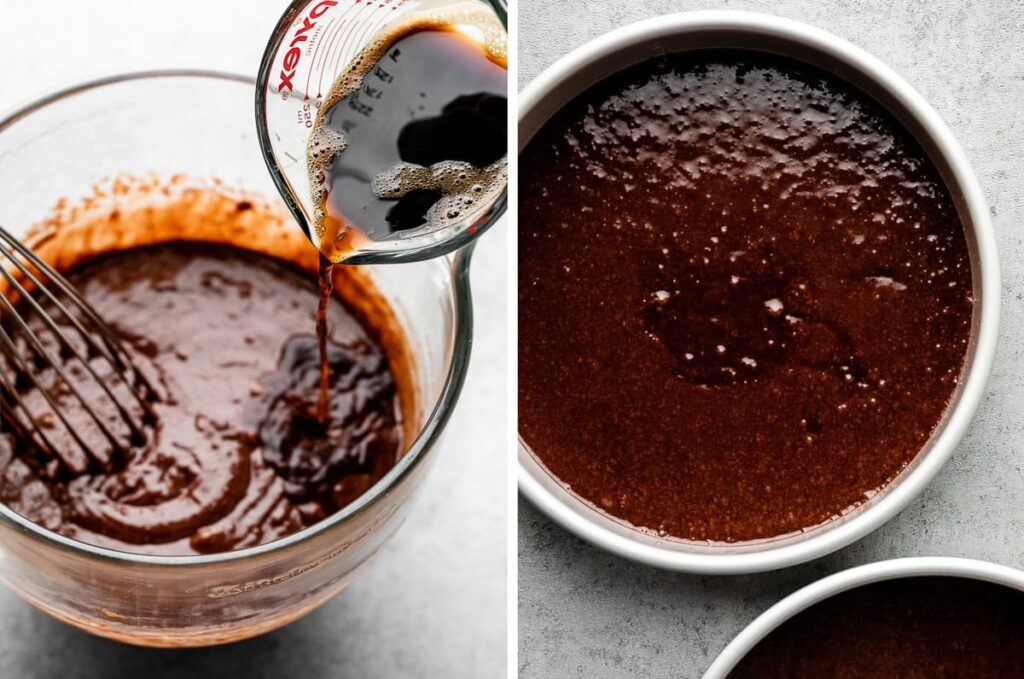 Begin by reducing the Guinness. Pour the beer into a large saucepan and bring it to a boil over medium-high heat. Once boiling, reduce the heat and simmer until the liquid reduces to about ¾ cup, roughly 30 minutes. Use ½ cup for the cake batter and reserve the rest for the frosting.