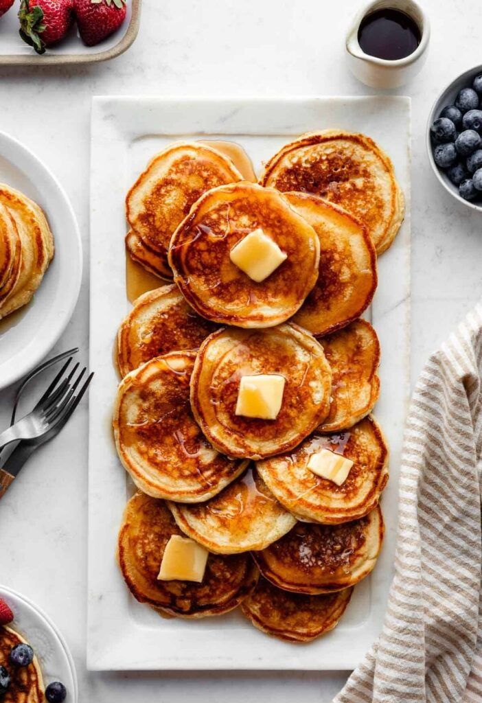 keep the cooked pancakes warm in a low-temperature oven until ready to serve