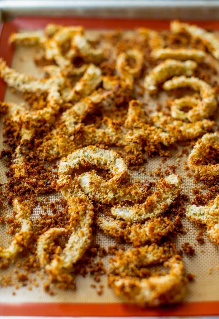 Arrange on the baking sheet and bake until golden and crisp, flipping occasionally