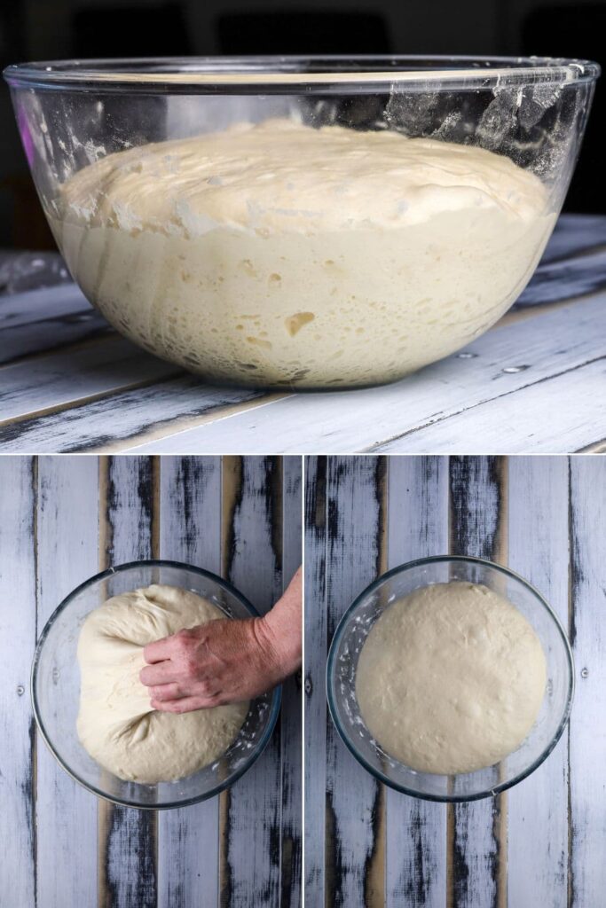Continue performing stretch and fold sets over time, giving the dough short resting periods in between. This process builds structure without kneading and helps create an airy crumb