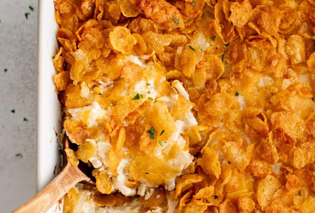 Spread the mixture evenly into the prepared baking dish and smooth out the top.