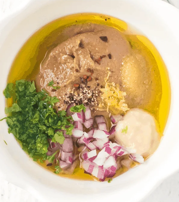 In another bowl, mix together all the tahini sauce ingredients until well combined