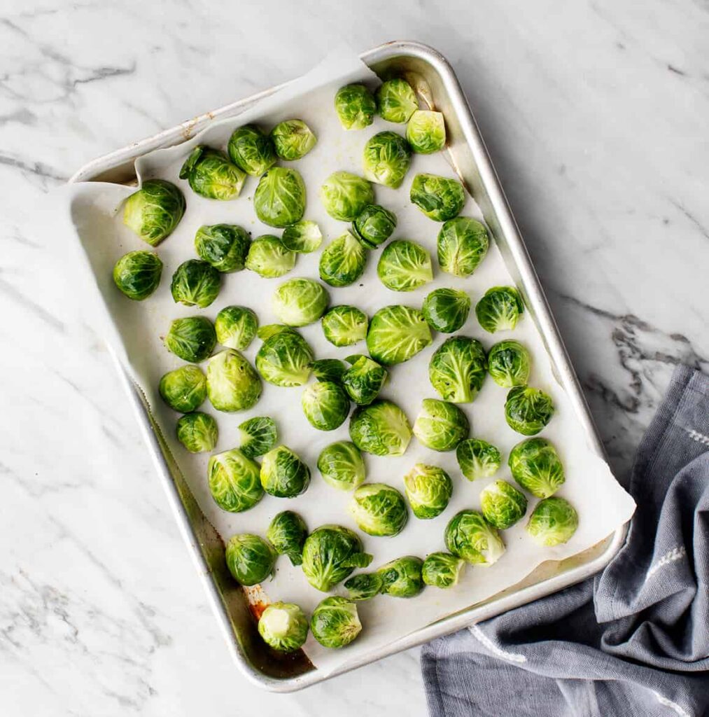 Spread the sprouts in a single layer on the baking sheet, making sure they are not crowded so they roast properly