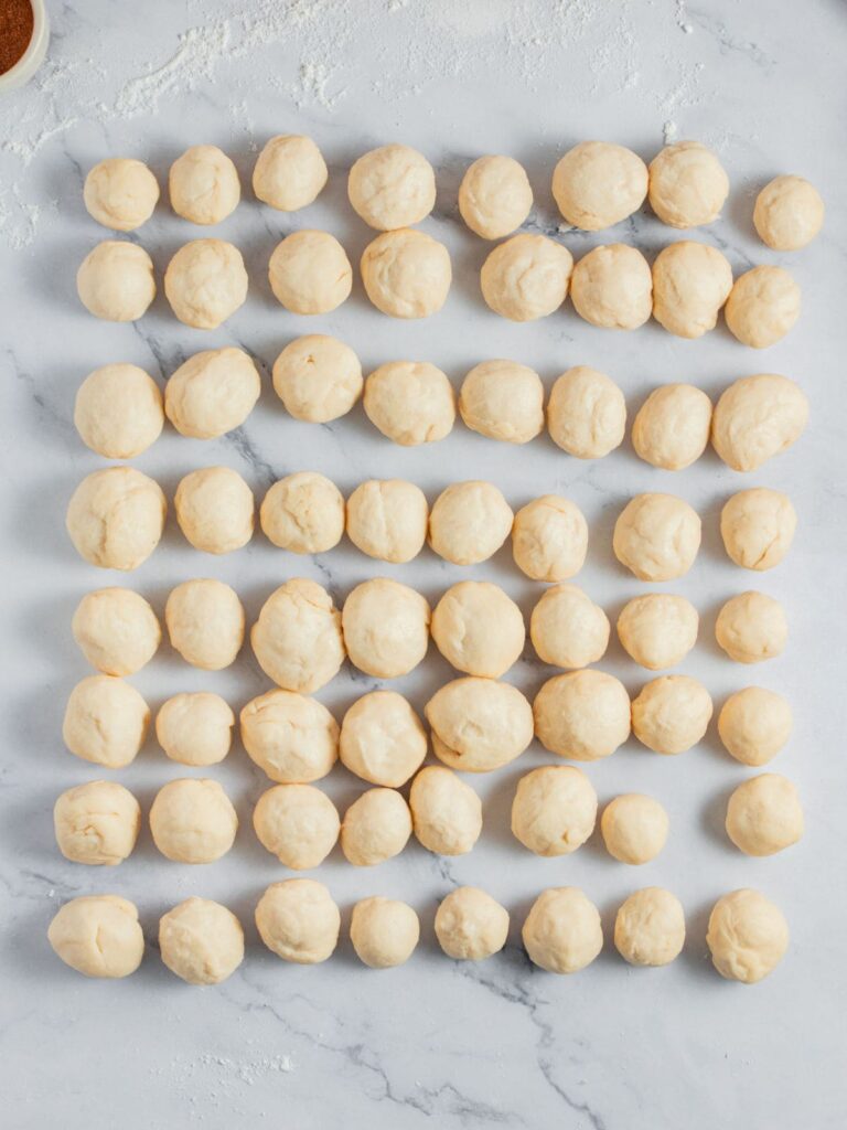 then roll each piece into a ball