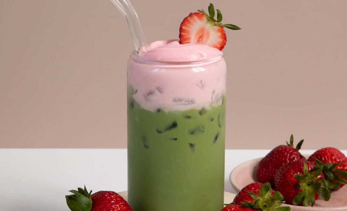 Iced Strawberry Matcha Latte Recipe