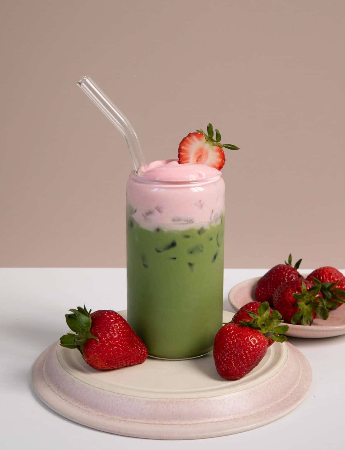 Iced Strawberry Matcha Latte Recipe